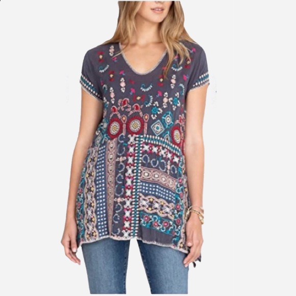 NEW Johnny Was Madhuri Boho Embroidered Geometric Top Tunic Medium - Picture 4 of 10